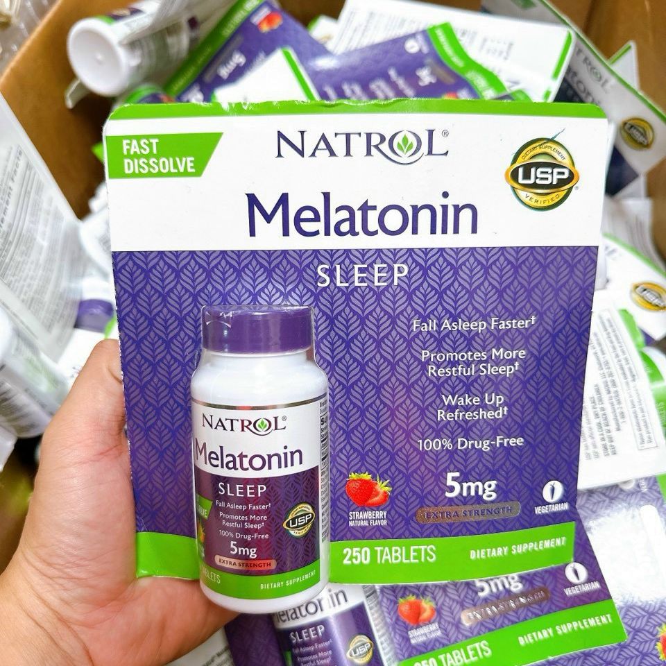 Viên Ngậm Ngủ Ngon Natrol Melatonin Biotin Sleep 5mg - KẸO NGỦ NGON