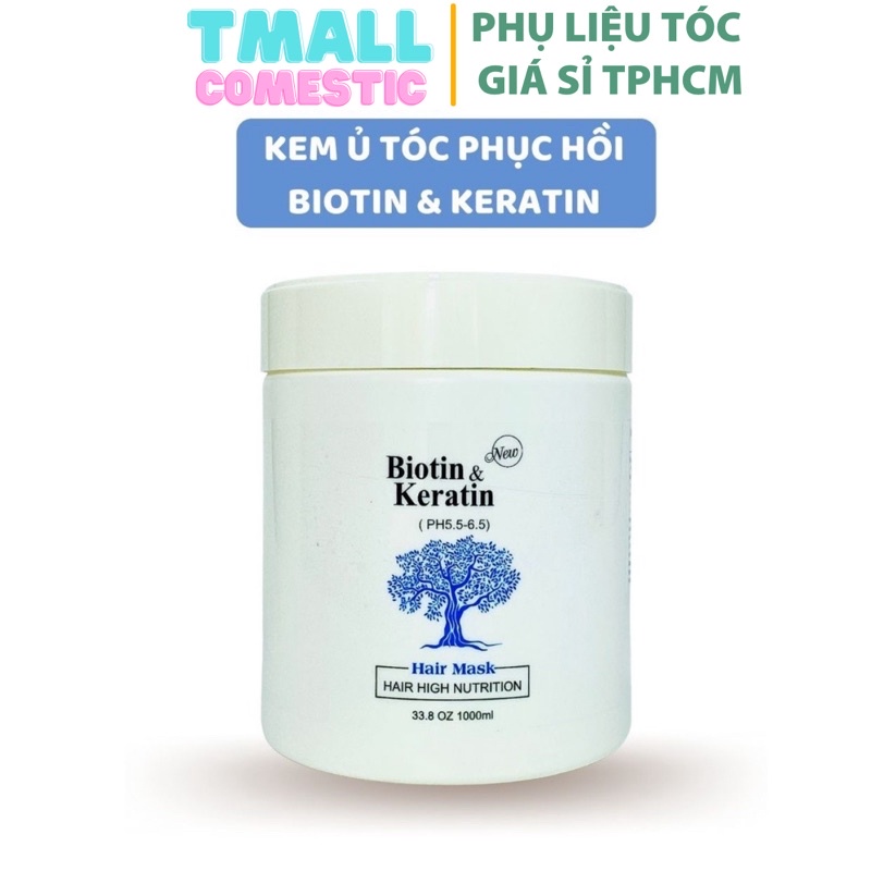 Kem ủ tóc biotin keratin 1000ml hair mask mặt nạ tóc ủ hấp tóc cung cấp biotin keratin chăm sóc tóc tại nhà