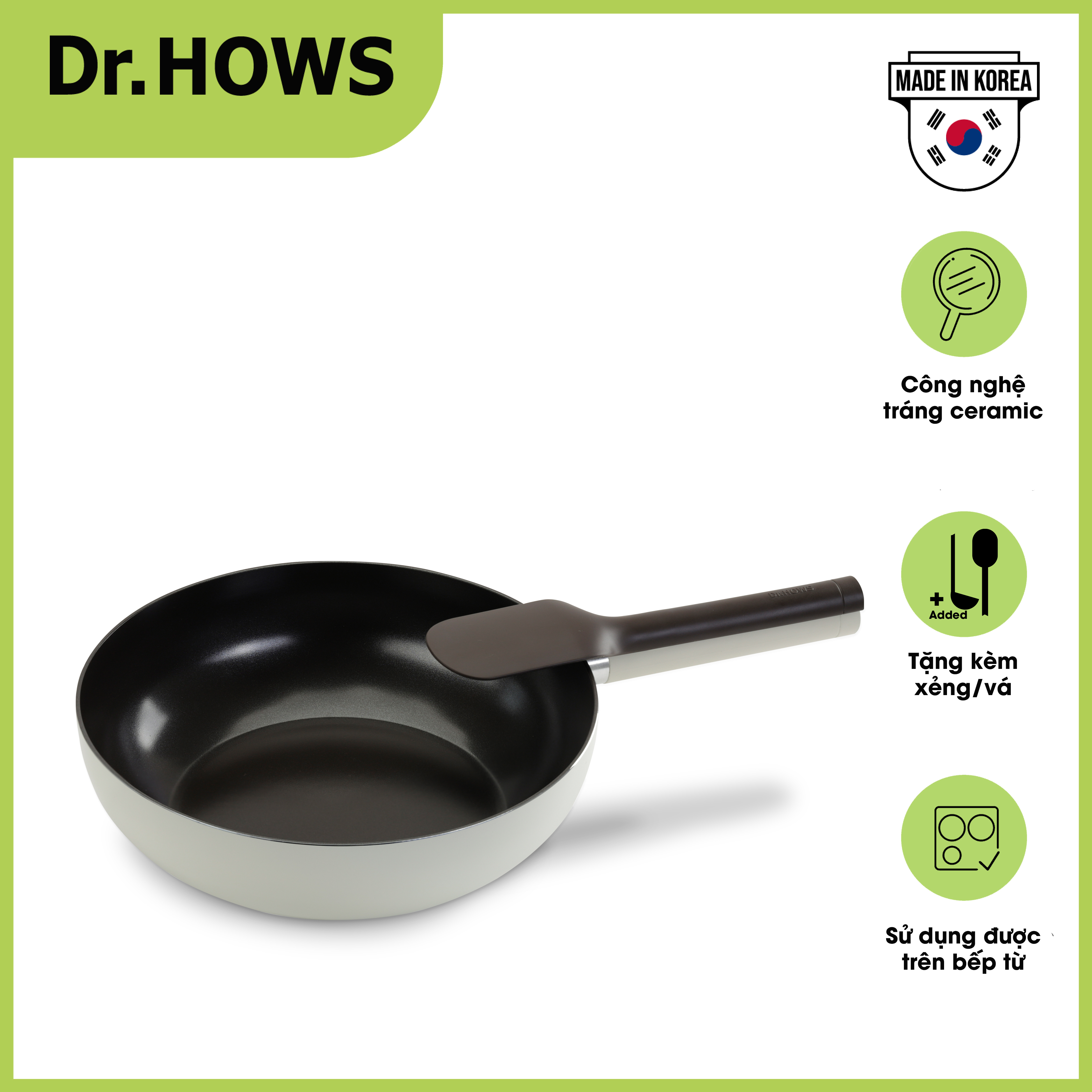 Chảo xào chống dính dr.hows lumi wok pan 30cm