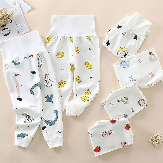 Quần Thu Trẻ Em Quần Cotton 100 Một Chiếc Cho Bé Sơ Sinh Quần Hở Lưng Cao Cho Bé Trai Gái Quần Ngủ Cho Bé Gái Quần Giữ Ấm Cho Bé