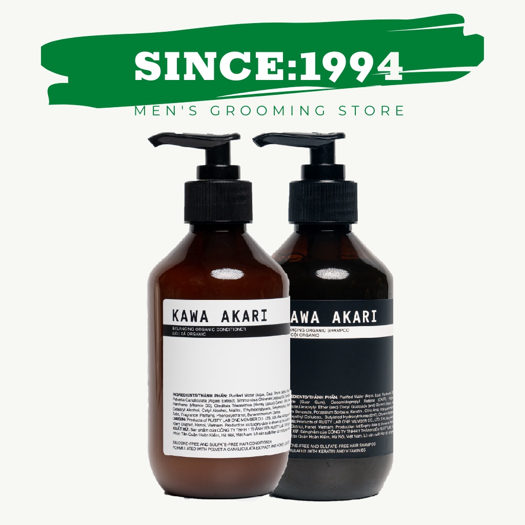 Combo dầu gội & xả kawa akari shampoo & conditioner - 300ml - 500ml | chính hãng rusty lab