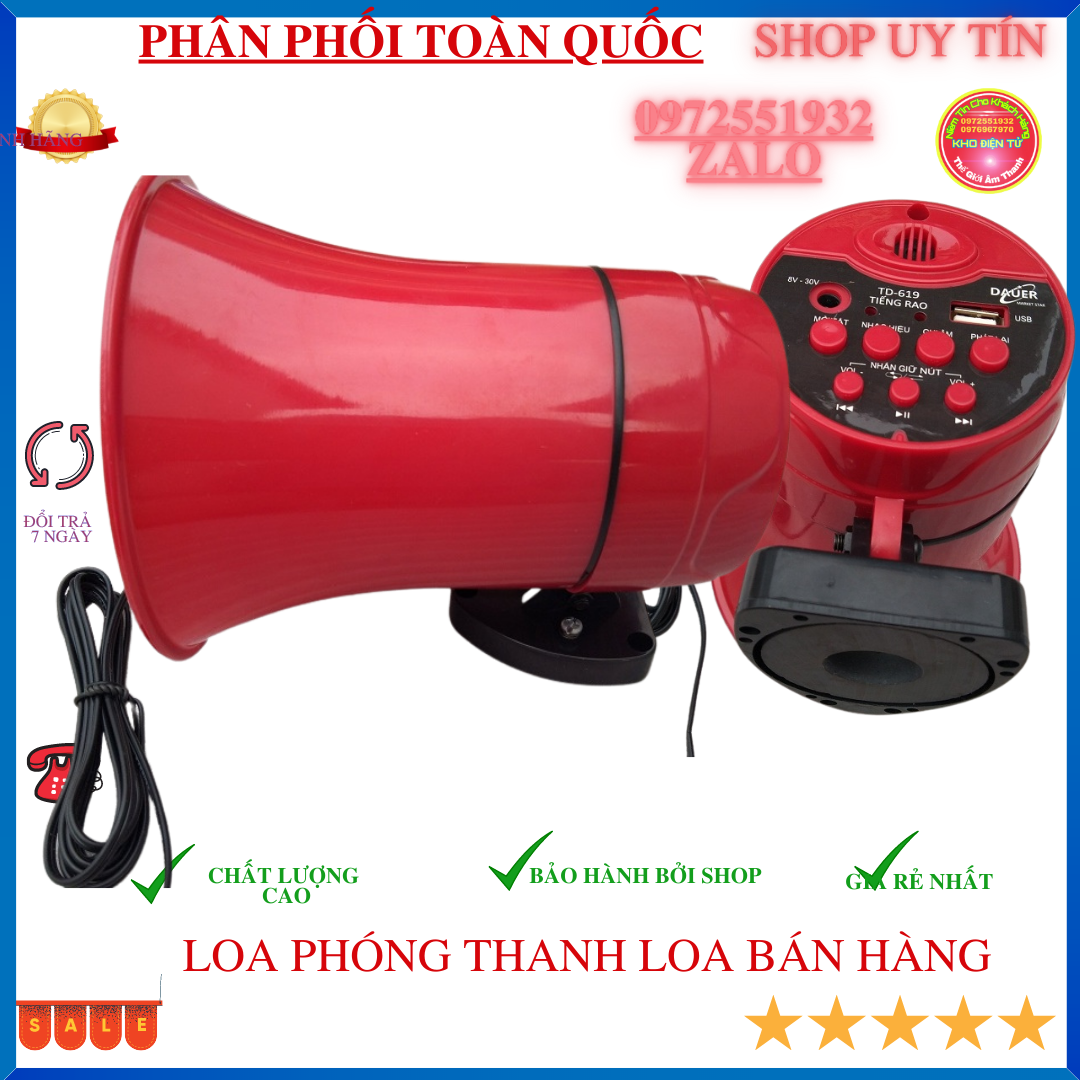 Loa phóng thanh - bán hàng -thông báo công suất 15w có ghi âm trực tiếp