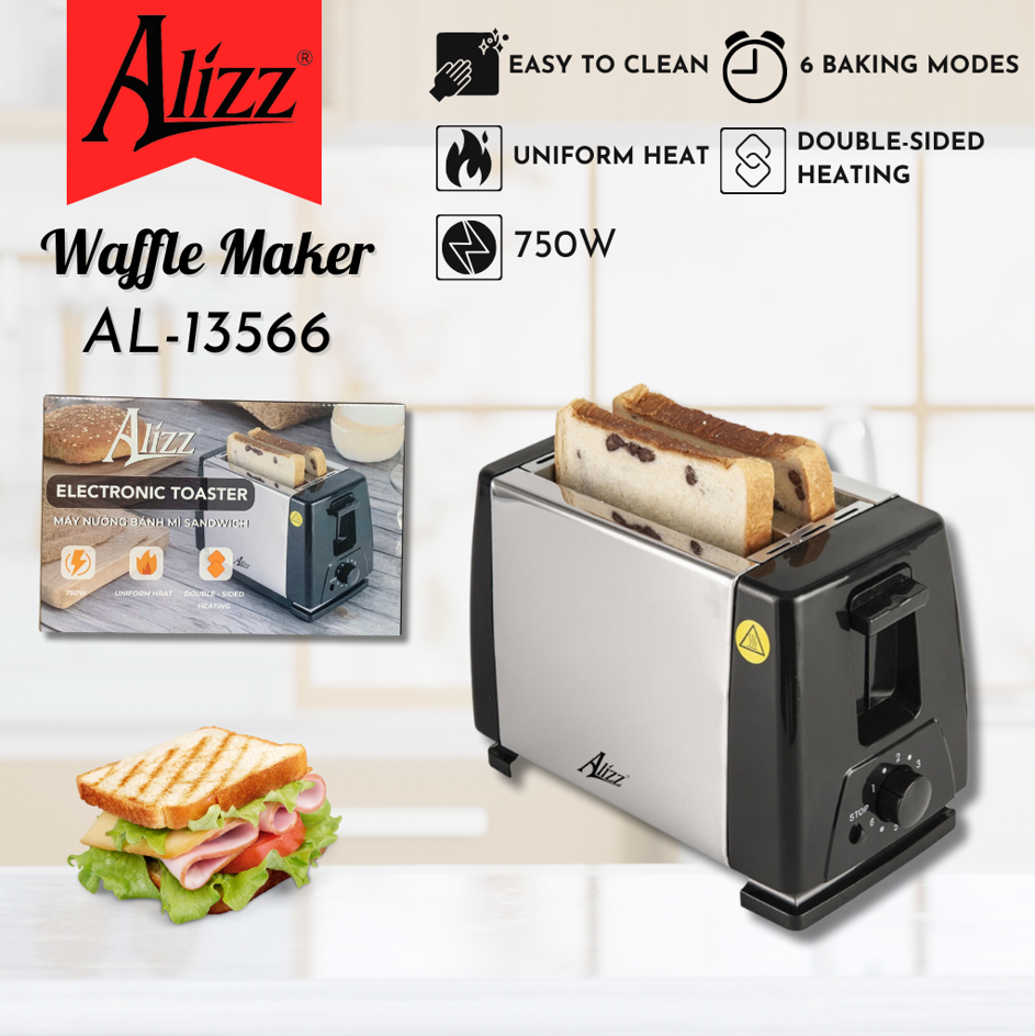 Máy Nướng Bánh Mì Sandwich ALIZZ AL13579 Nhanh Chóng Tiện Lợi Công suất 750W