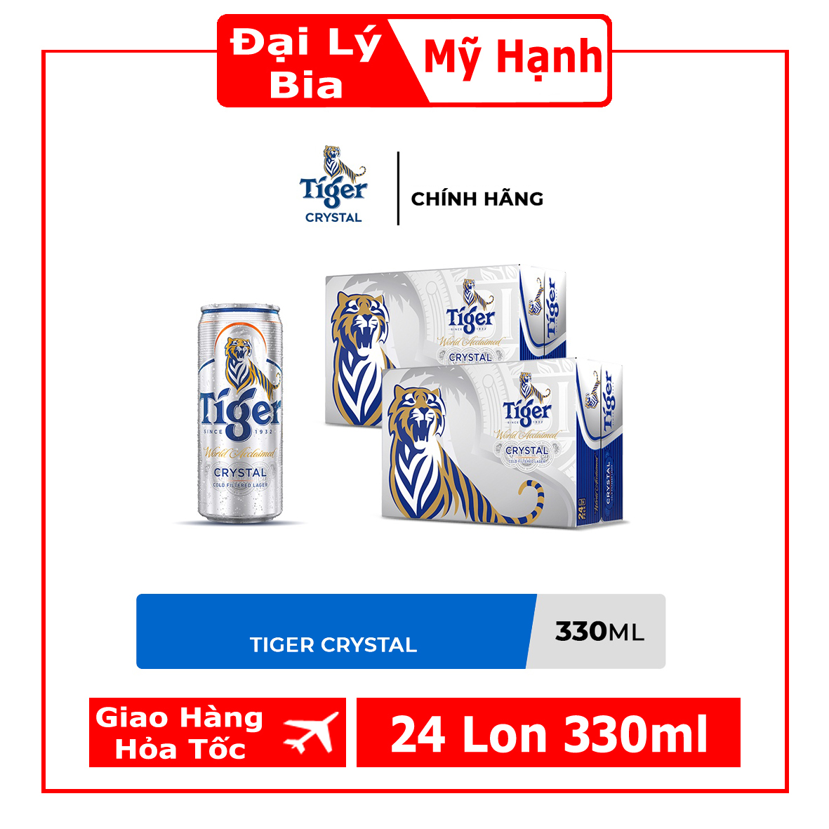 Thùng 24 Lon Bia Tiger Crystal 330ml - Bia Nội Địa | VietMart.co