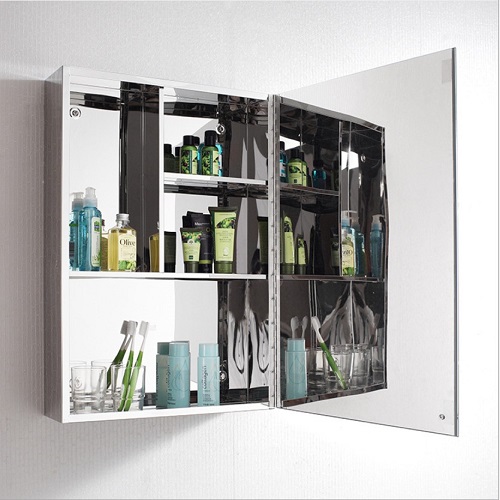Tủ kính nhà vệ sinh tủ gương inox đa năng cửa mở s11
