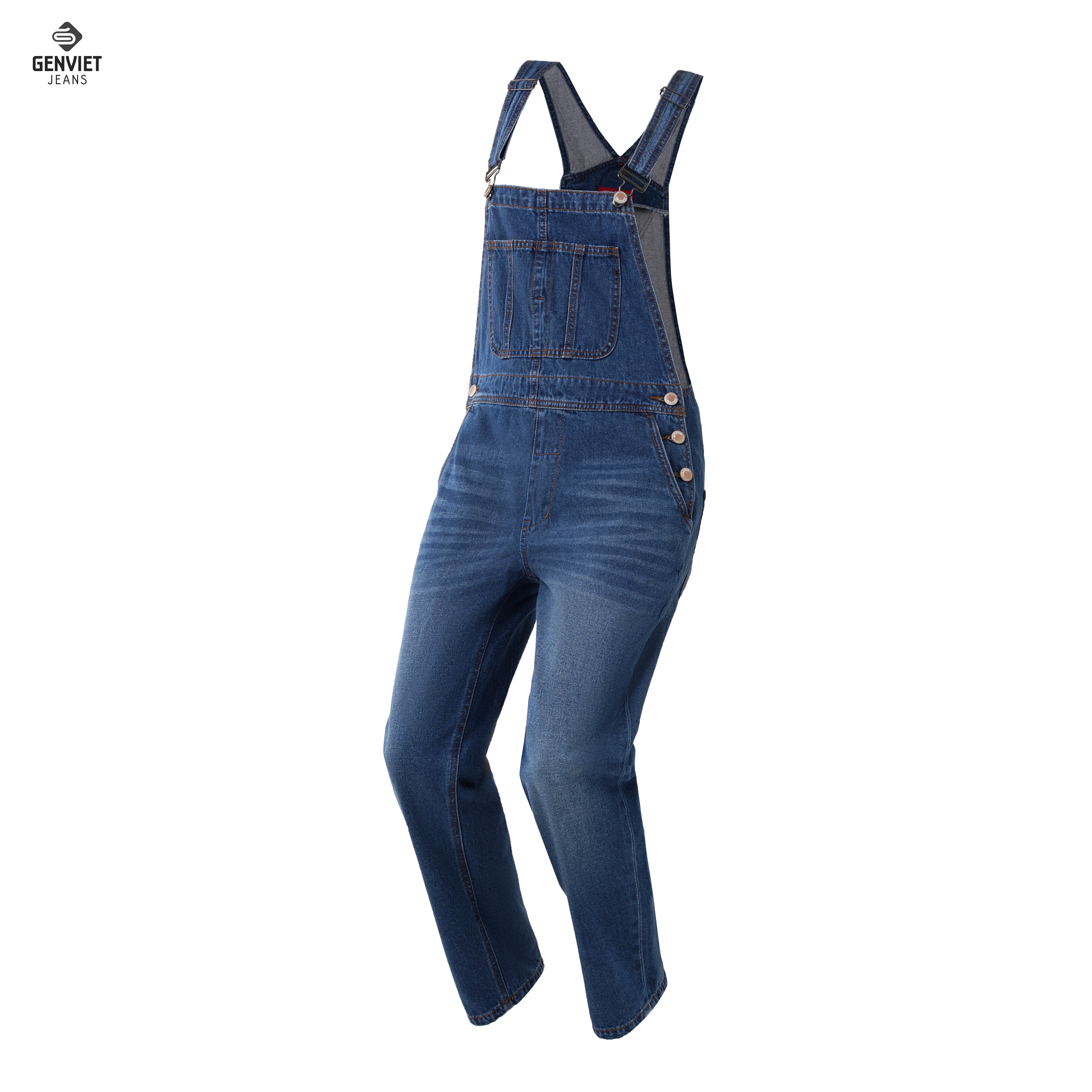 Yếm jeans genviet dáng dài baggy chất bò mềm mát cao cấp ty104j8252