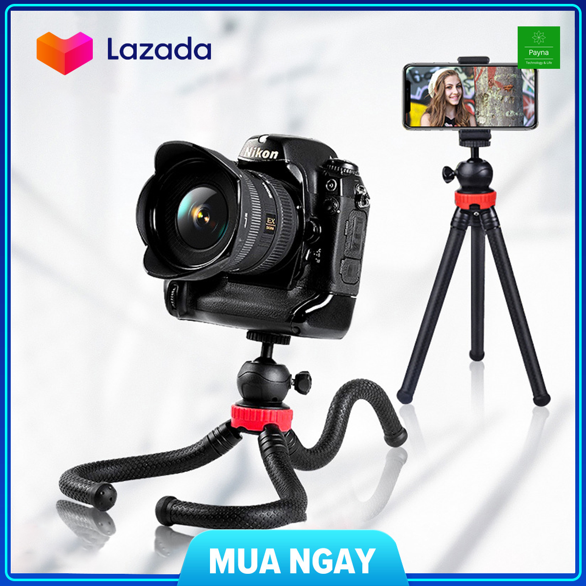 Tripod Bạch Tuộc Dùng Cho Điện Thoại, Máy Ảnh, Gopro Có Bán Kèm Đế Kẹp Điện Thoại, Remote Bluetooth