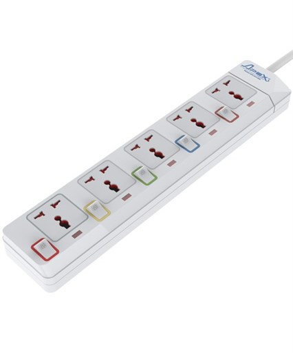 Ổ cắm điện 5 ổ cắm 3 chẩu có công tắc riêng Sunhouse APE-OC2-5RD - 2500W