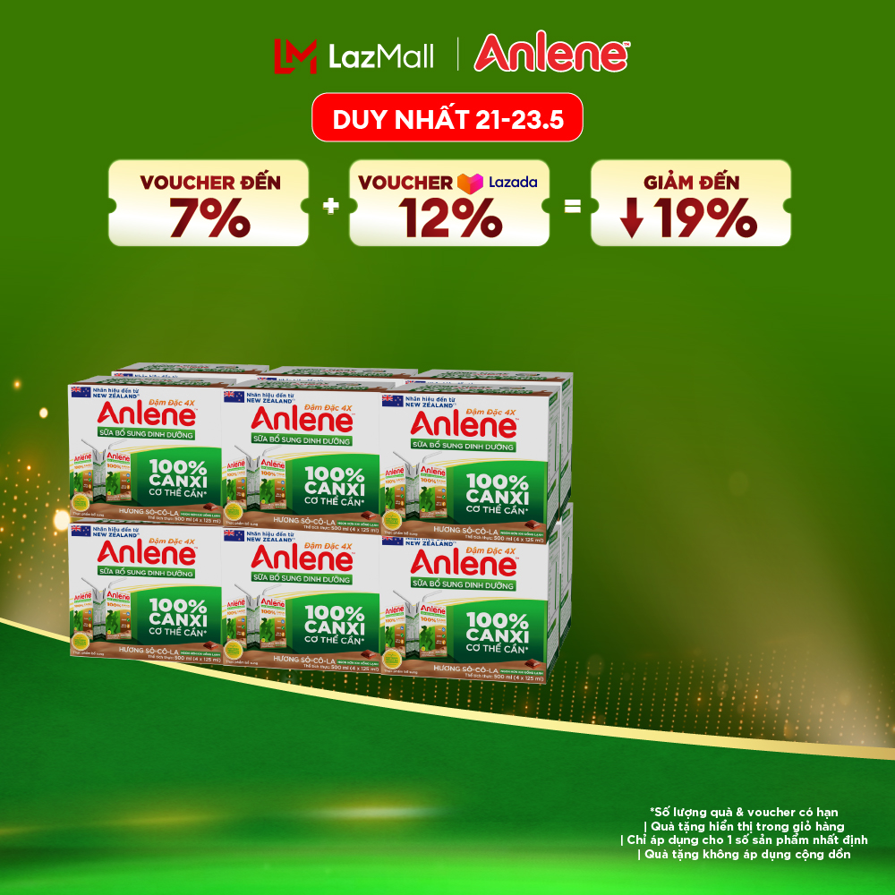 [Voucher giảm đến 26%]Thùng 48 Hộp Sữa Nước Anlene Hương Socola 110ml