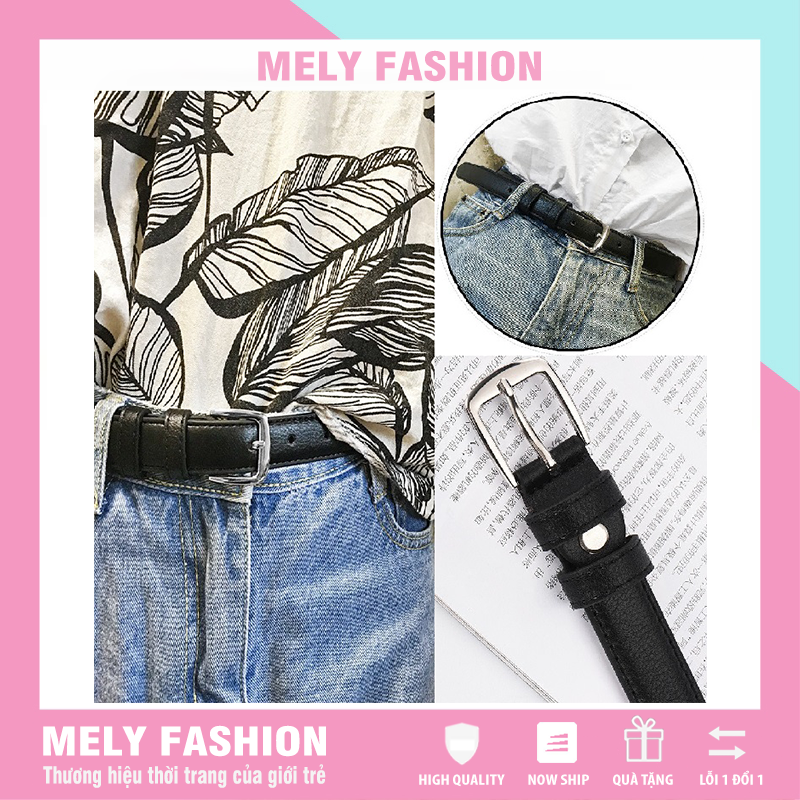Thắt lưng nữ bản nhỏ cá tính khóa vuông phong cách Hàn Quốc loại 1 dài 105cm rộng 2.5cm MELY FASHION TL01