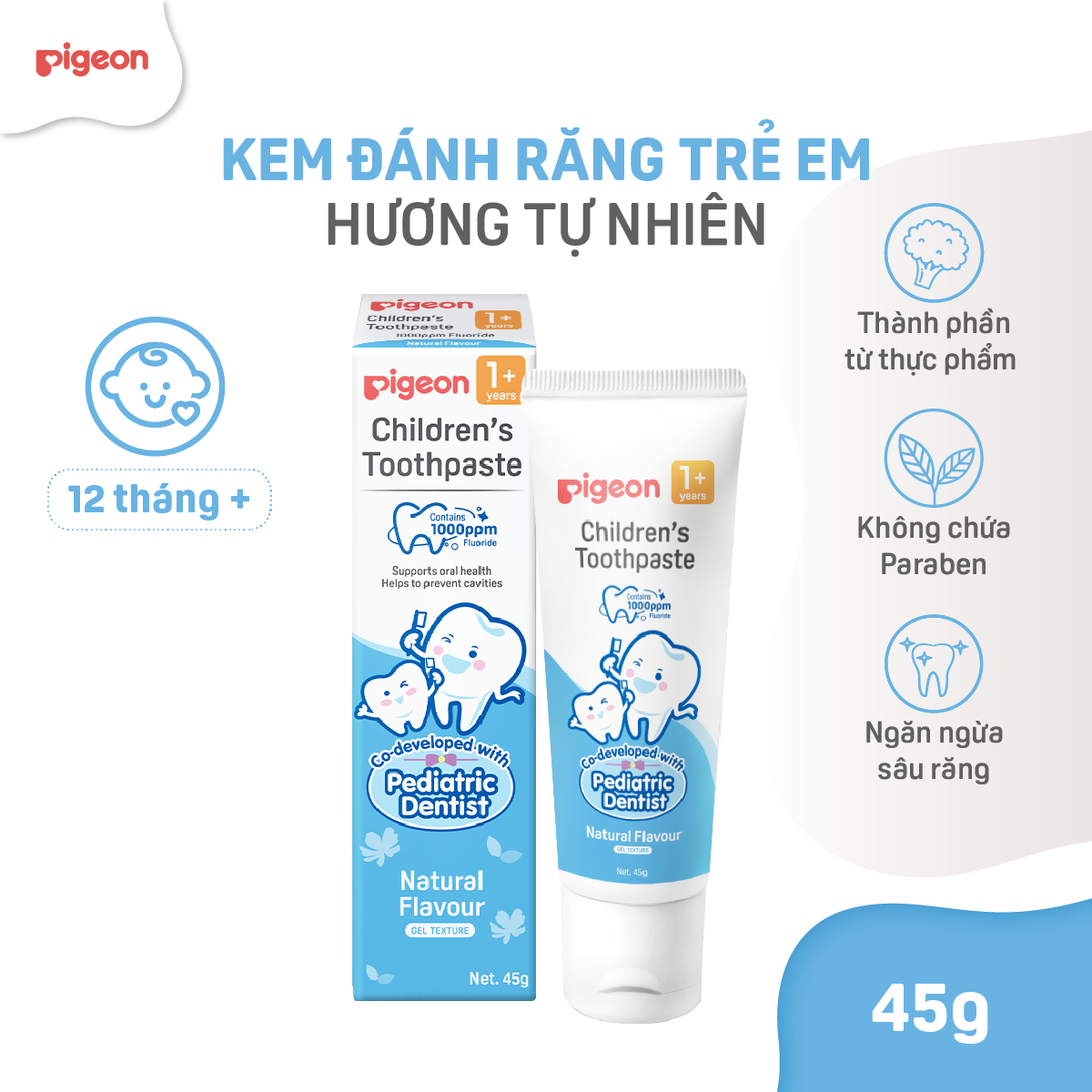 Kem đánh răng trẻ em Pigeon - Hương tự nhiên