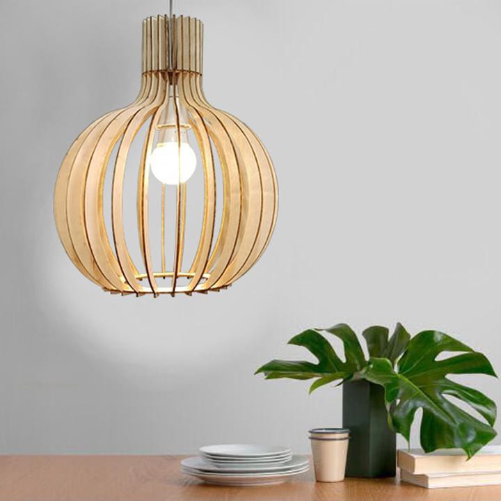 [tặng kèm dây điện} đèn gỗ thả trần trang trí -ladudecor - 25x30cm