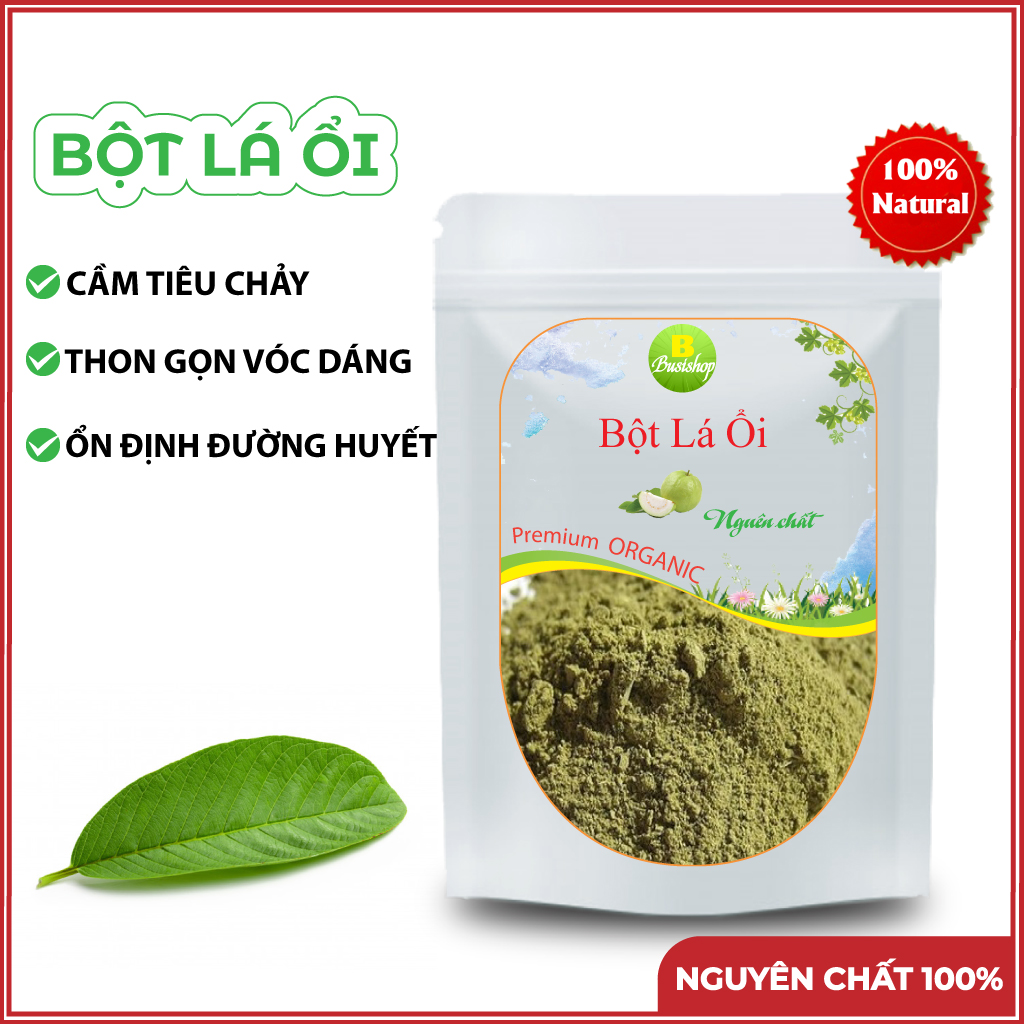 Bột Lá Ổi Nguyên Chất 100g, cầm tiêu chảy, giảm cân, ngừa ung thư, giảm mụn, làm đẹp da