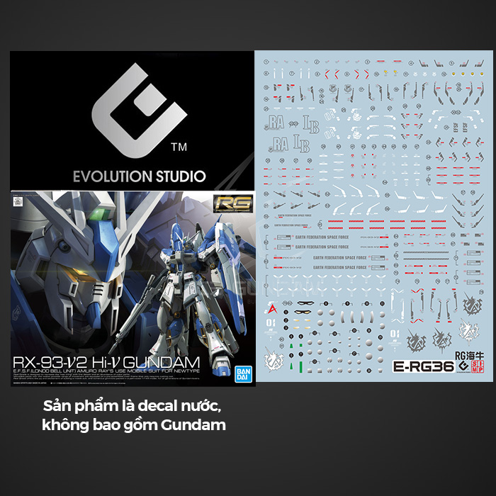 Phụ kiện decal nước evo rg hi nu gundam mô hình lắp ráp gundam