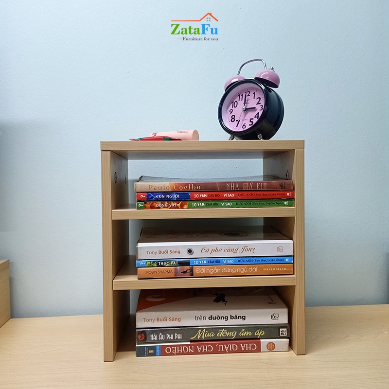 Kệ sách gỗ để bàn trang trí decor mini ktt-02