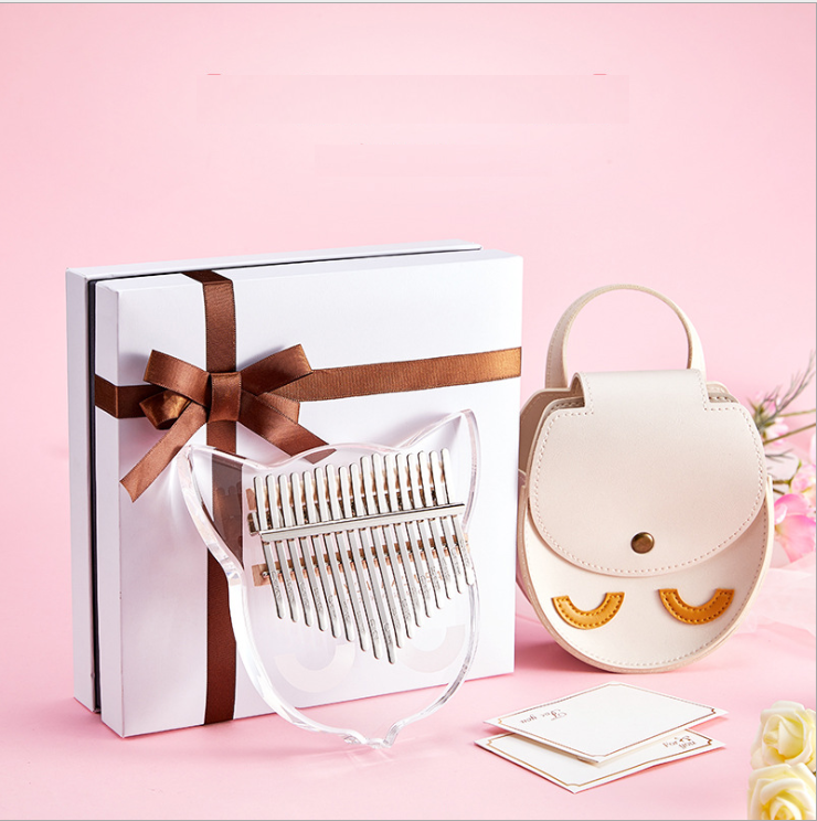 [HCM]Hộp quà đàn kalimba 17 phím Pha lê trong suốt Pig & Cat Little IM11378- Đầy đủ phụ kiện Âm vang ấm