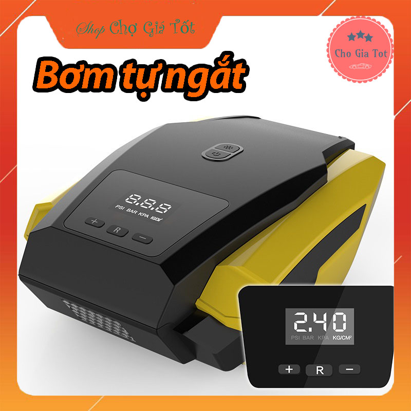 Máy bơm lốp ô tô 12v tự ngắt màn led có đèn chiếu sáng