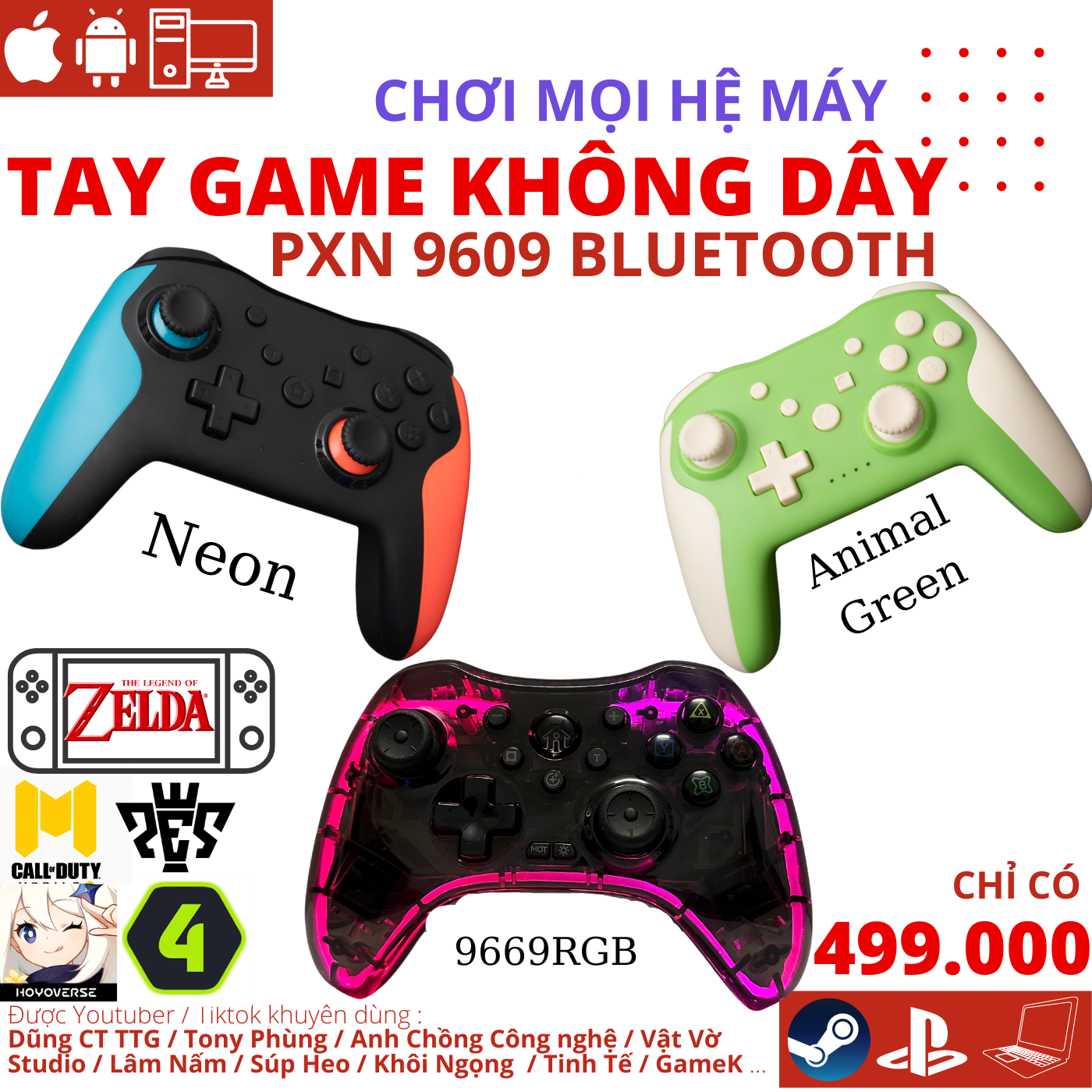 Tay cầm đá FIFA không dây PXN 9619 dành cho iOS / Android / PC / Switch / Playstation 3 chơi Genshin