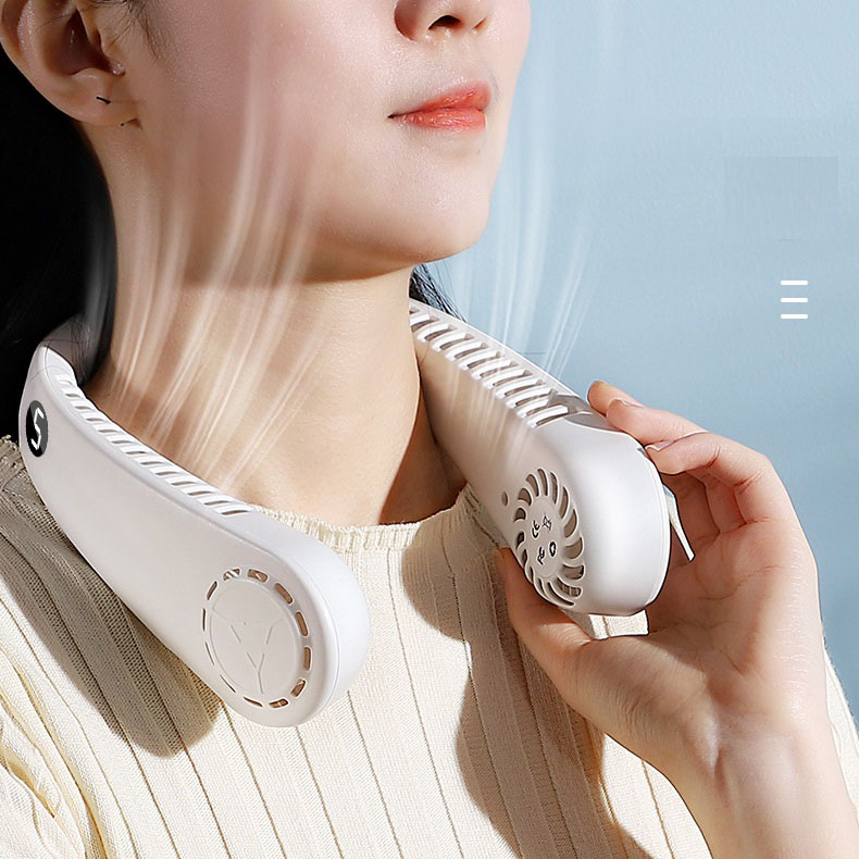 Quạt đeo cổ mini, quạt đeo cổ siêu mát, quạt tích điện đeo cổ tiện lơi pin khủng, làm mát nhanh, gọn nhẹ tiện lợi