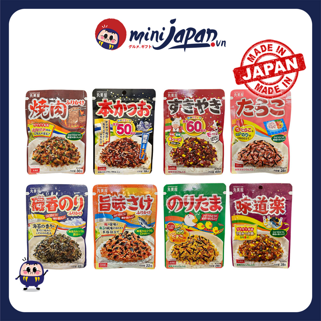 Gia Vị Rắc Cơm Marumiya Furikake Đủ Vị Cho Bé Nhật Bản - gói gia vị trộn cơm Nhật Bản