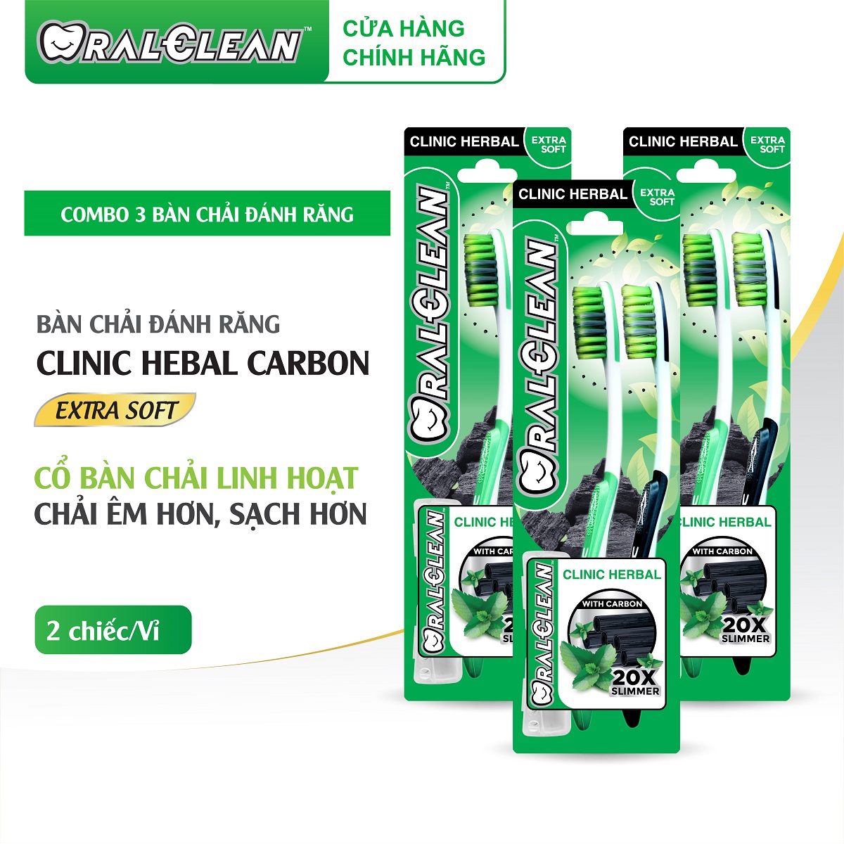 Bộ 6 bàn chải OralClean Clinic Herbal Carbon