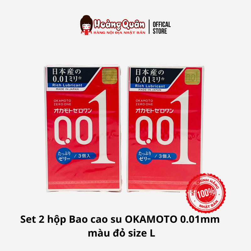 Set 2 hộp bcs okamoto 0.01 đỏ size l