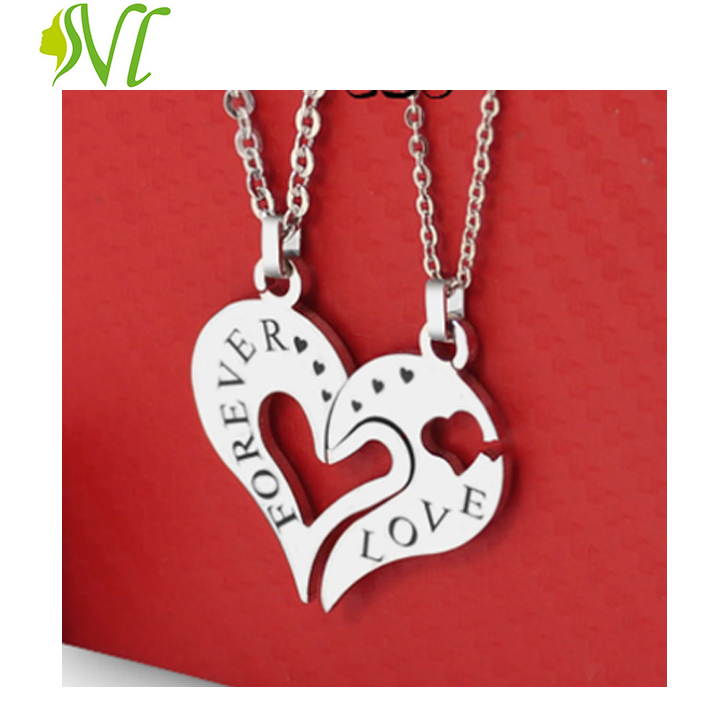 Dây chuyền cặp đôi trái tim ghép forever love