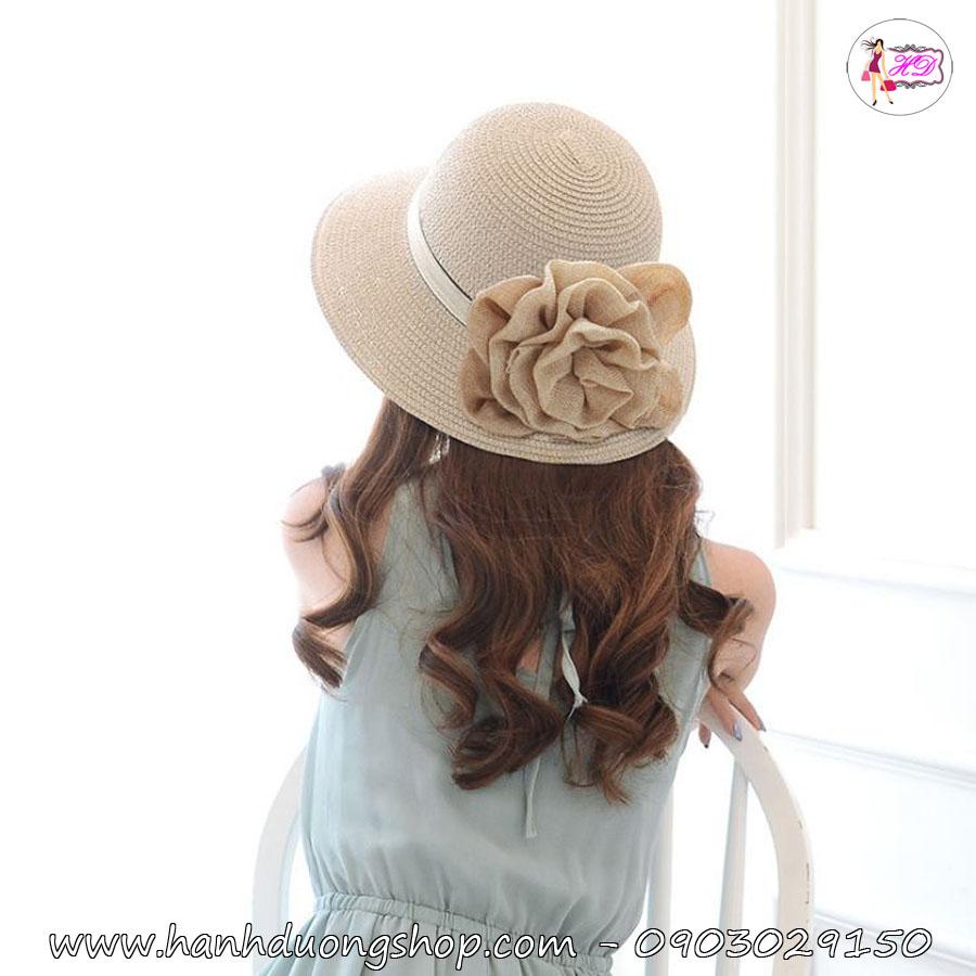 [HCM]Nón vành nhỏ đi biển dành cho nữ nơ hoa vải dễ thương phong cách thời trang mới mũ đi biển nơ hoa vải to đẹp HQC4126