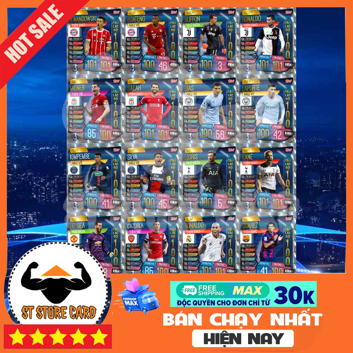 [Bộ 16] Thẻ cầu thủ câu lạc bộ 100 Match Attax size poca 2019/20 [ Thẻ in custom ST STORE CARD]
