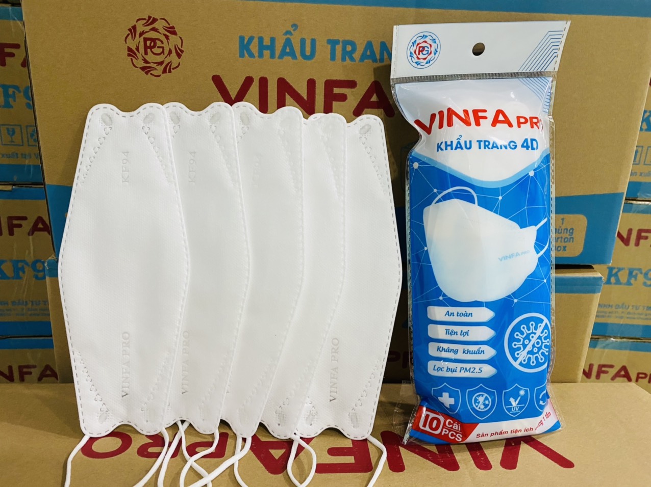 Khẩu trang kf 94 4d vinfapro - combo 10 gói