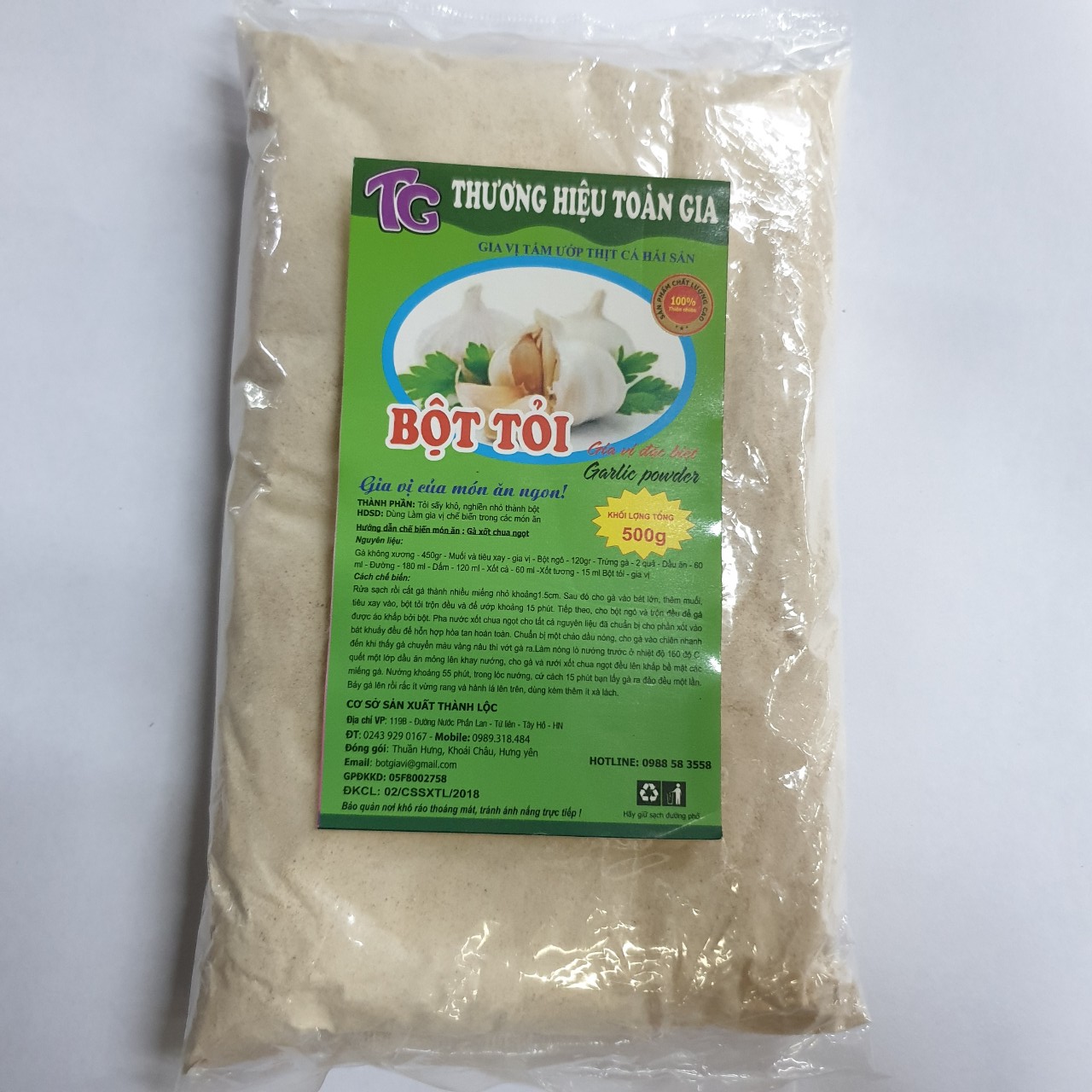 Bột tỏi gói 500gr - gia vị của món ăn ngon, tiện lơi, dễ dàng tẩm ướp, ngấm đều