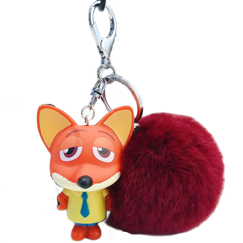 [HCM]Bộ móc khóa  Cáo Nick dễ thương  kèm cục bông lông cực mềm mịn treo cặp balo túi xách - MKB11