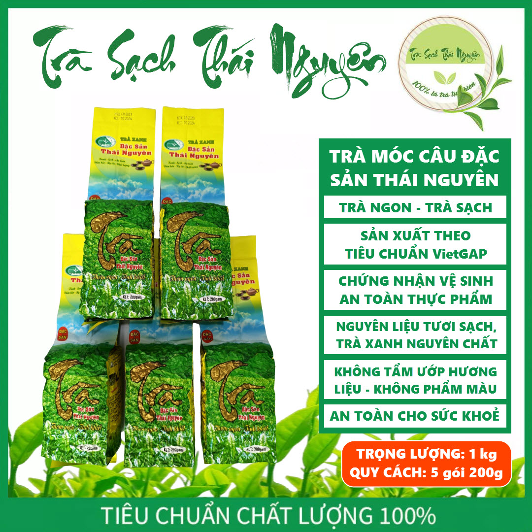 Trà móc câu đặc sản thái nguyên - trà bắc - nguyên chất 100% - trà thái nguyên - trà xanh - trà sạch - 1kg -