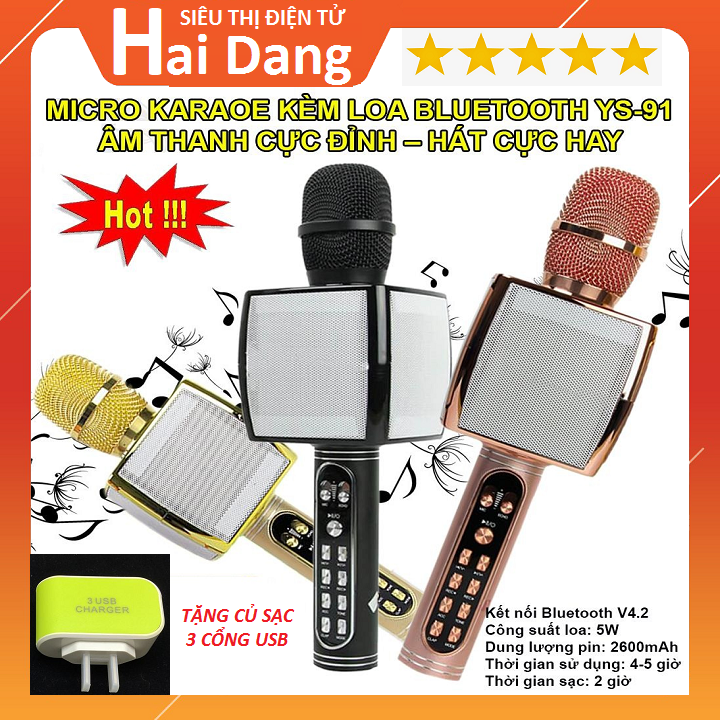 Micro karaoke Bluetooth YS91, Micro karaoke bluetooth không dây