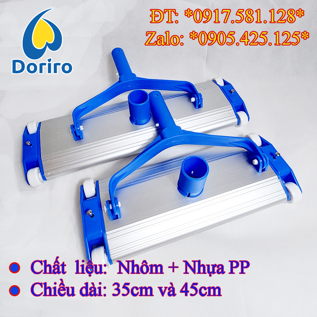 Bàn hút vệ sinh hồ bơi bằng Nhôm, dài 35cm; màu trắng-xanh; Dụng cụ vệ sinh hồ bơi bằng Nhôm