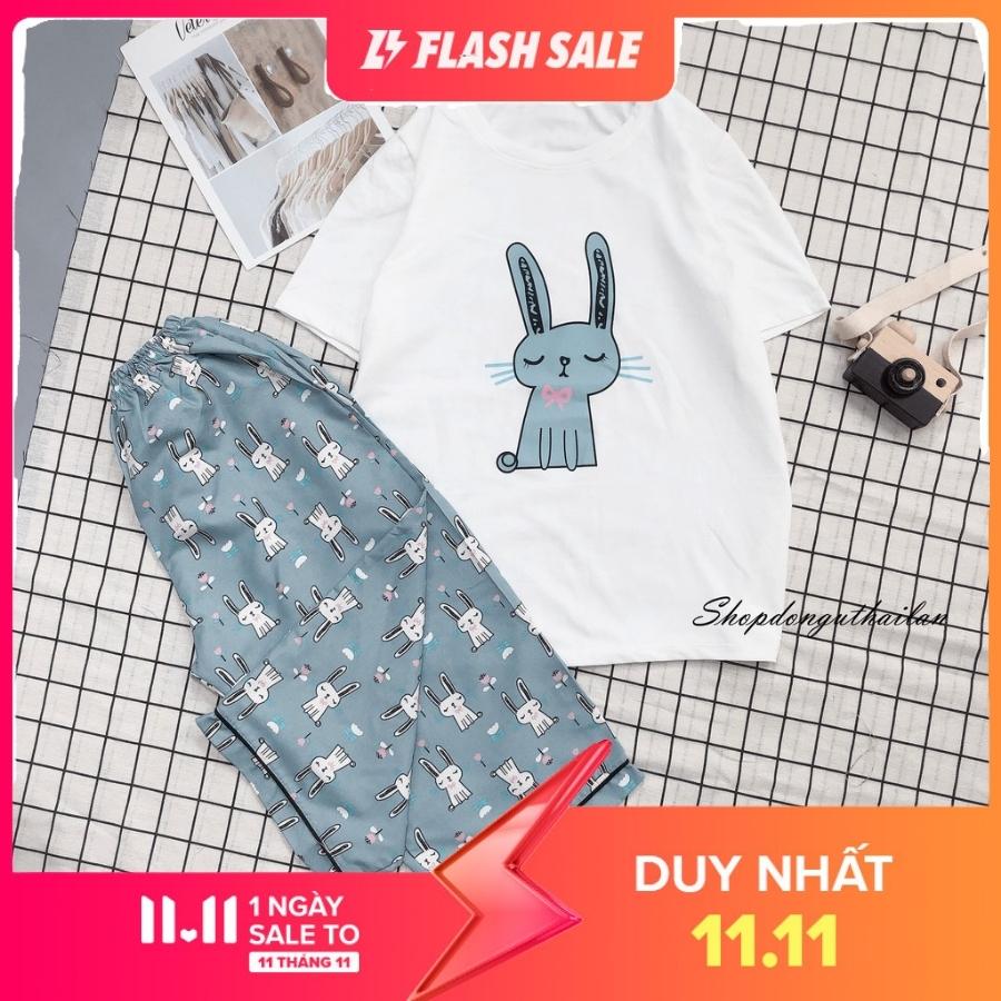 Bộ ngủ áo cotton quần lửng kate thái cute, bộ mặc nhà, bộ pijama, bộ ngủ dễ thương, bộ ngố nữ đẹp, bộ ngủ nữ