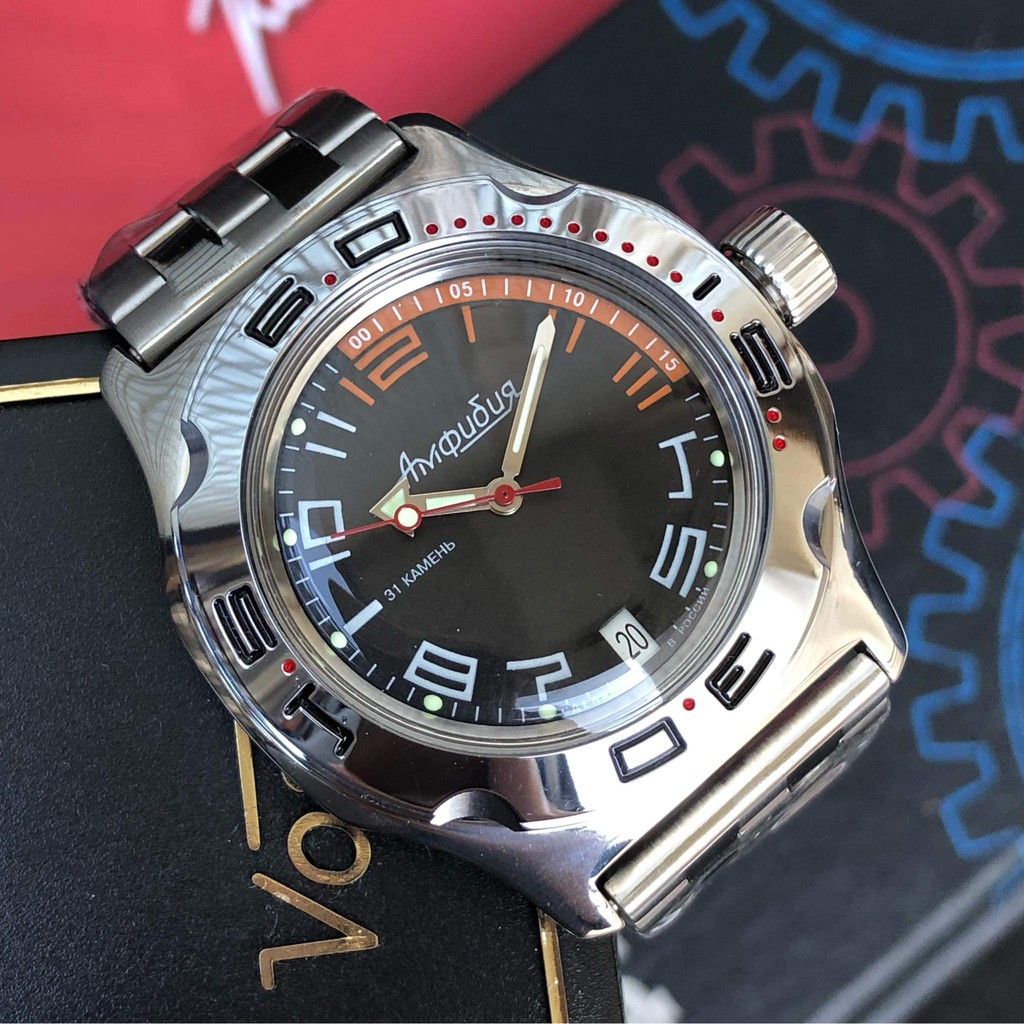 Đồng hồ Vostok máy cơ tự động Automatic, size mặt 42, chống nước tốt 20 ATM. Đồng hồ Nga Vostok Amphibia 100474