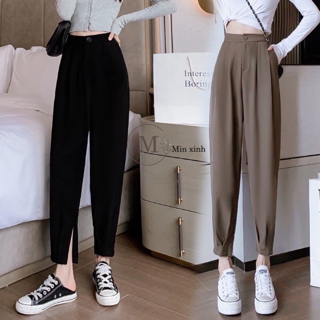 (Xả Kho tổng) Quần baggy bo gấu khoá kéo siêu tiện lợi cạp chun sau co giãn thoải mái.M115