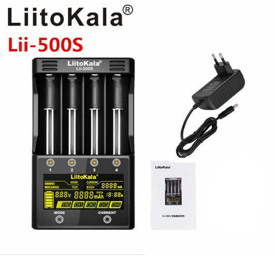 Sạc pin Liitokala Lii500S Màn hình cảm ứng LCD HD đo dung lượng, điện áp pin sạc AA, AAA, 18650, 26650...