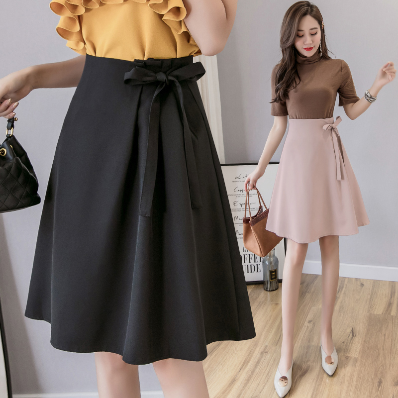 Chân váy dáng dài xếp li 58cm công sở chân váy công sở có nơ trẻ trung, xếp li nơ d58