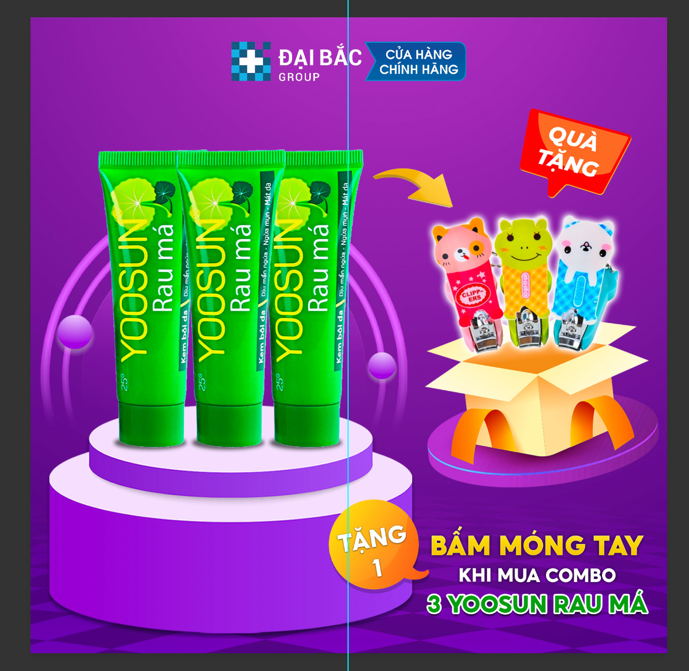 [MUA 3 TẶNG 1 món quà bất kỳ] Combo 3 tuýp kem ngăn ngừa mụn, mát da, mờ sẹo YOOSUN rau má 25g - Tặng kèm thẻ học Flashcard giá 35k