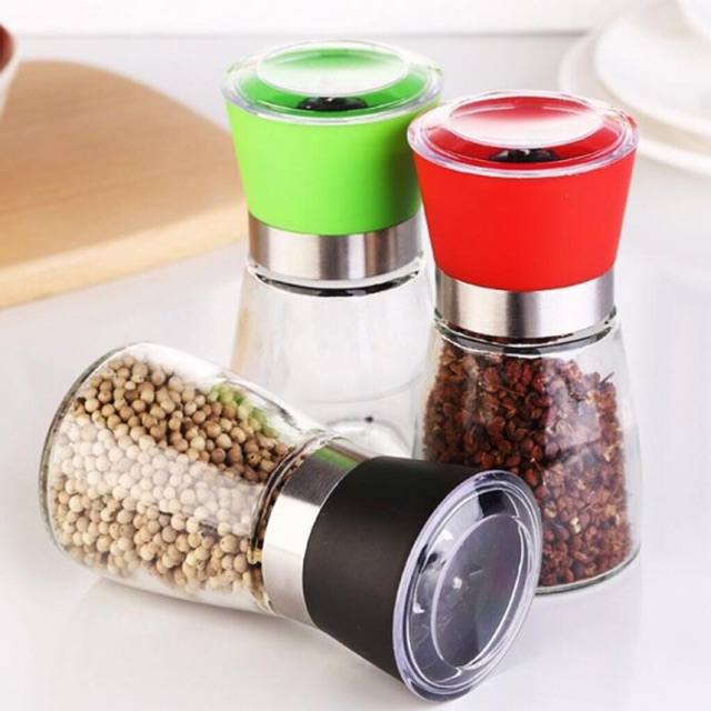 [ĐƯỢC CHỌN MÀU ] Cối xay hạt tiêu bằng lọ thủy tinh cao cấp dày dặn tiện ích trong gian bếp của bạn