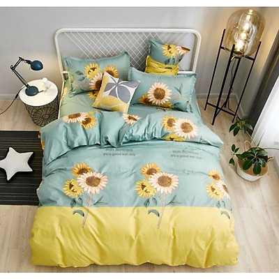 BỘ GA GỐI CHĂN PHAO 5 MÓN COTTON HƯỚNG DƯƠNG