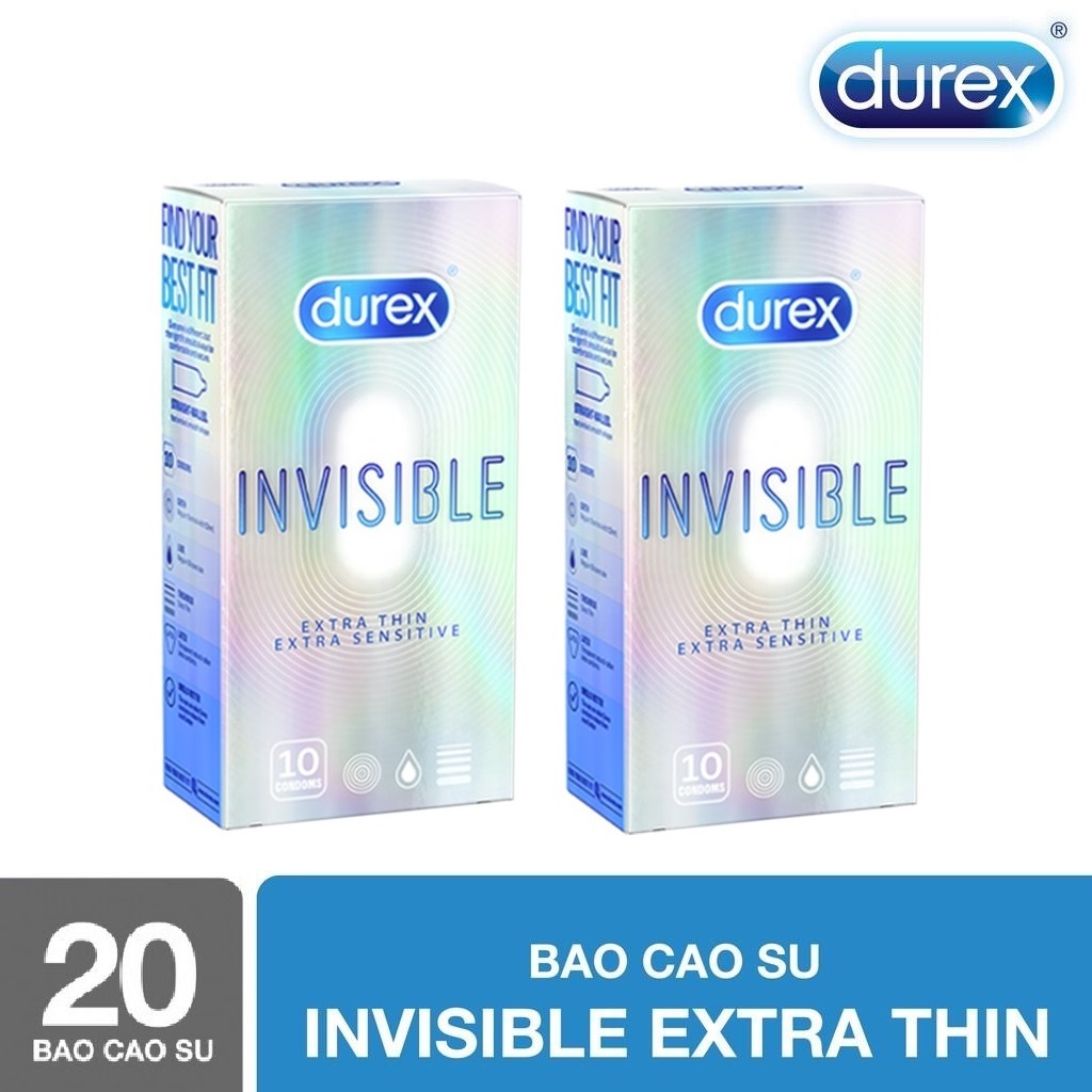 Bộ 2 hộp Bao cao su Durex Invisible Extra Thin Extra Sensitive Hộp 10 Bao