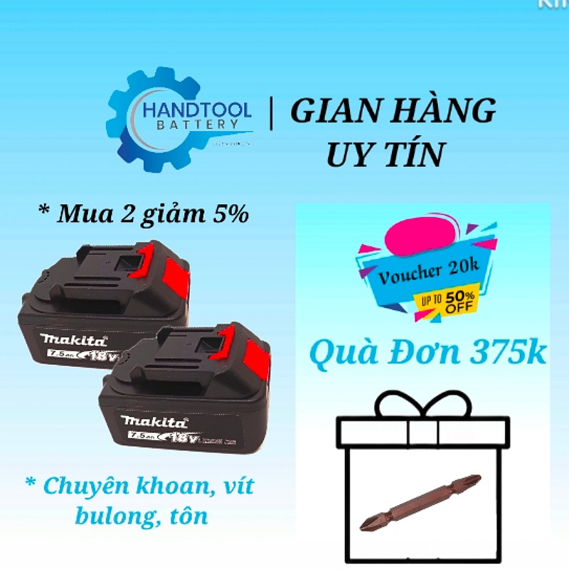 Combo 2 Pin máy khoan makita , pin 10 cell , dùng chung máy bulong, máy bắt vít, máy cưa , chuyên máy 2 chân