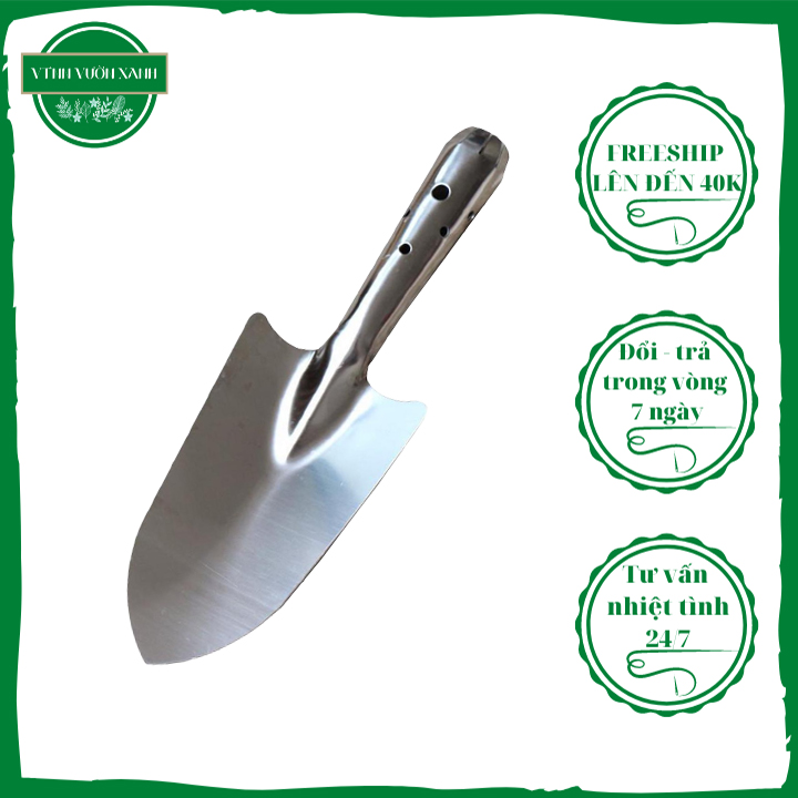 Xẻng làm vườn inox - xẻng cầm tay, không rỉ