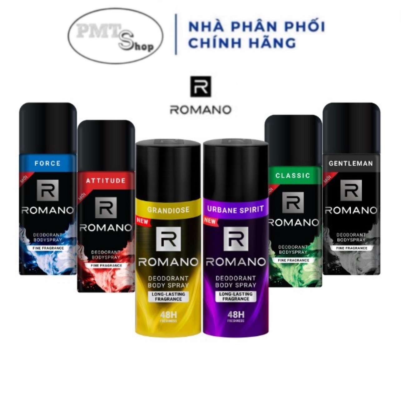 Xịt ngăn mùi ROMANO 150ml Classic / Force / Attitude / Gentleman / Grandiose / Urbane Spririt 150ml khử mùi toàn thân