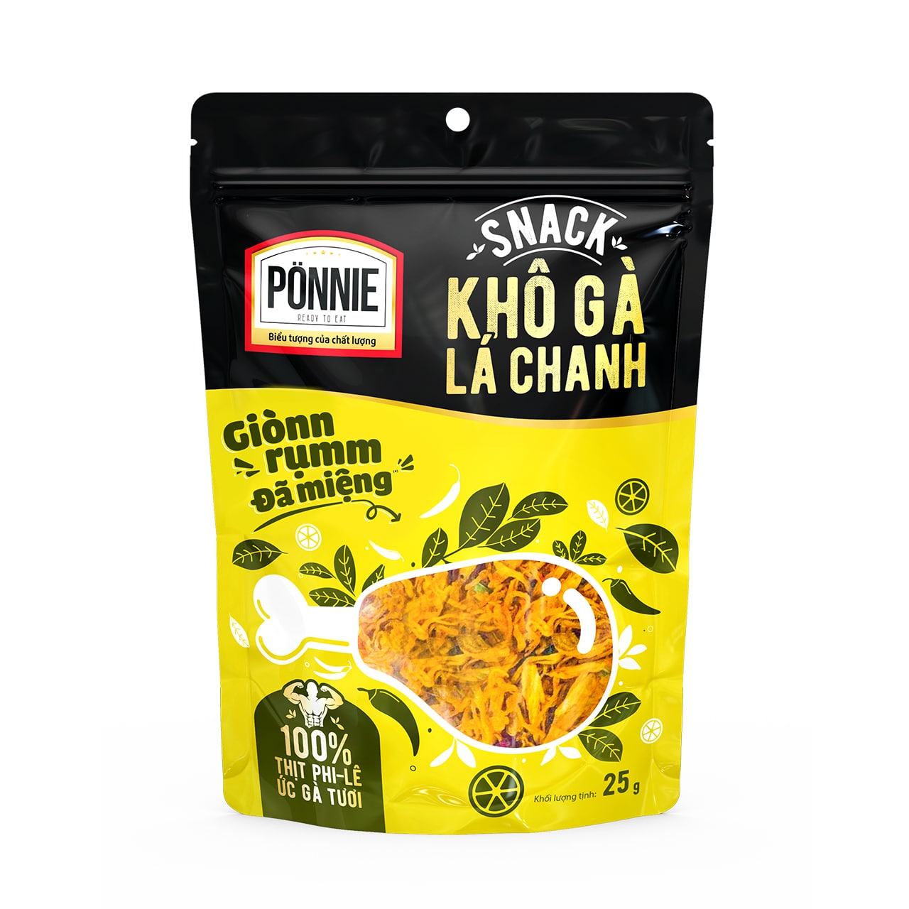 Snack Khô Gà lá chanh gói 25g giòn rụm