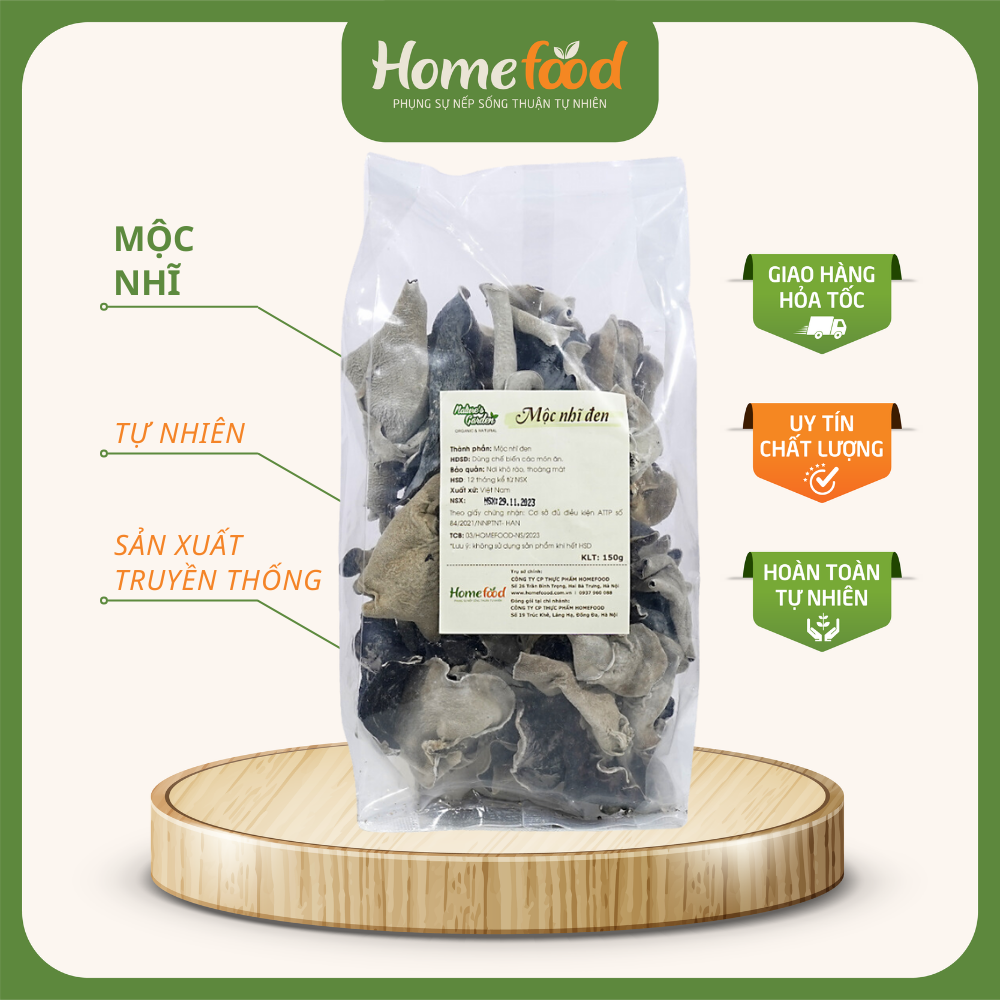 Mộc nhĩ đen homefood túi 150g/mộc nhĩ sạch