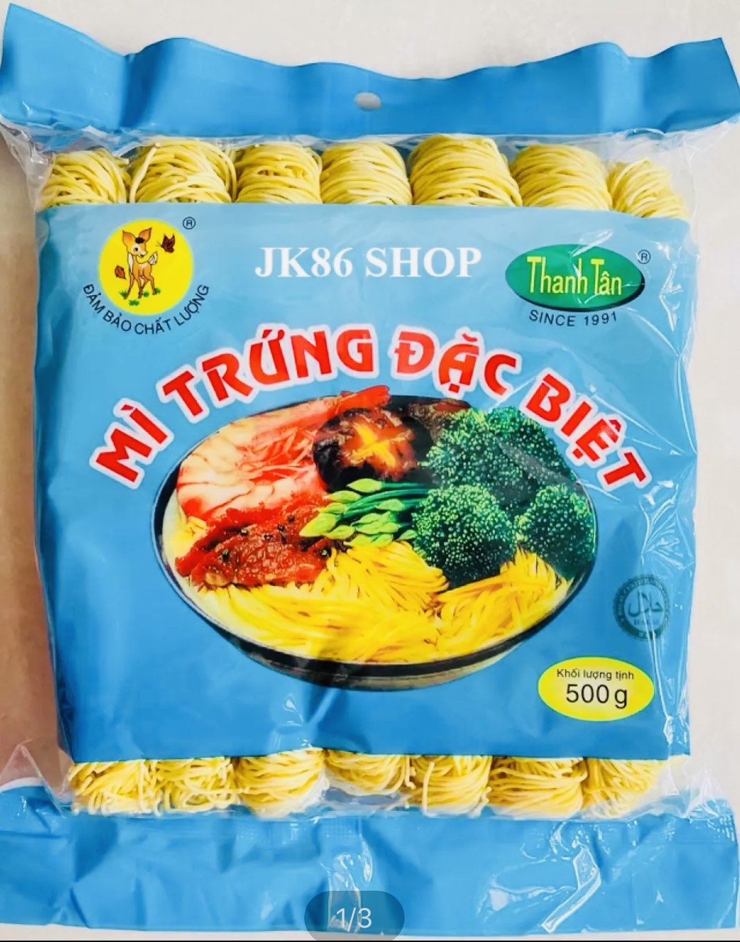Mì trứng thanh tân đặc biệt gói 500g sợi nhỏ